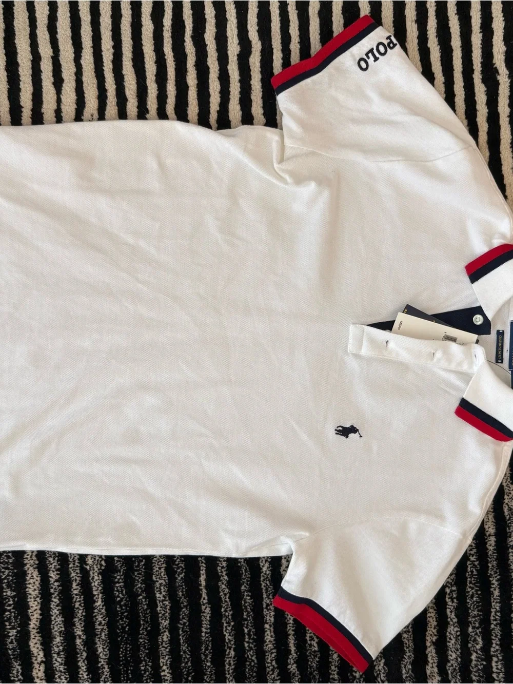 Ralph Lauren White Polo with Navy & Red Trim